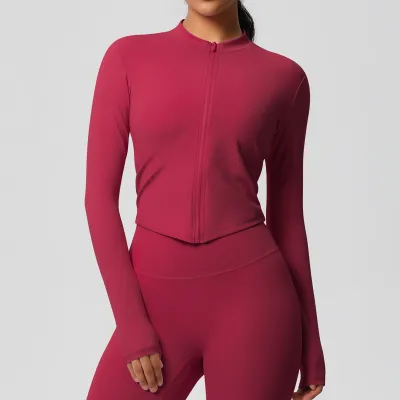 Women's Breathable Zipper Sports Coat - Casual Long-Sleeve Tight Fit