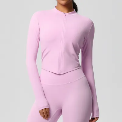 Women's Breathable Zipper Sports Coat - Casual Long-Sleeve Tight Fit