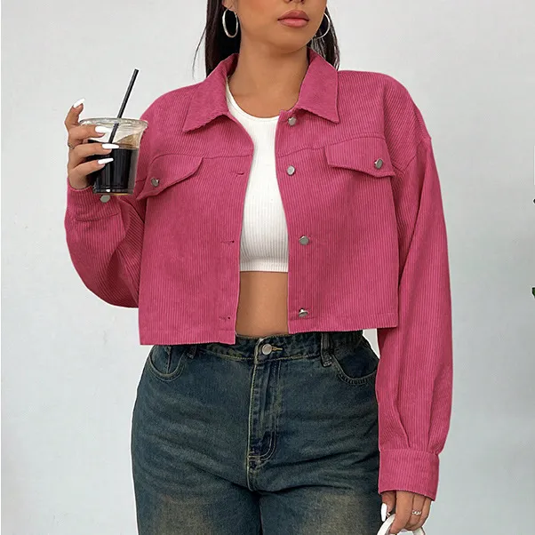 Women Casual Plus Size Lapel Long-Sleeve Loose Coat Solid Color