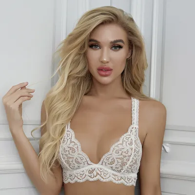 Women Fashion Sexy Simple White Lace Bra