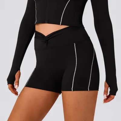 Women Casual Color-Block Yoga Shorts