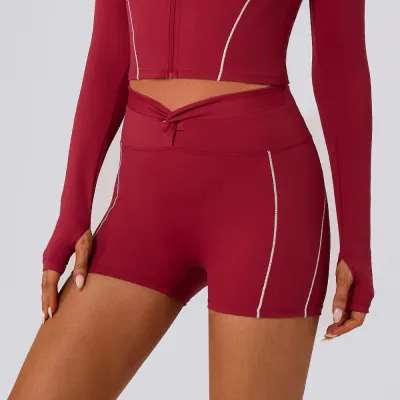 Women Casual Color-Block Yoga Shorts