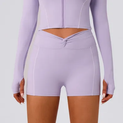 Women Casual Color-Block Yoga Shorts
