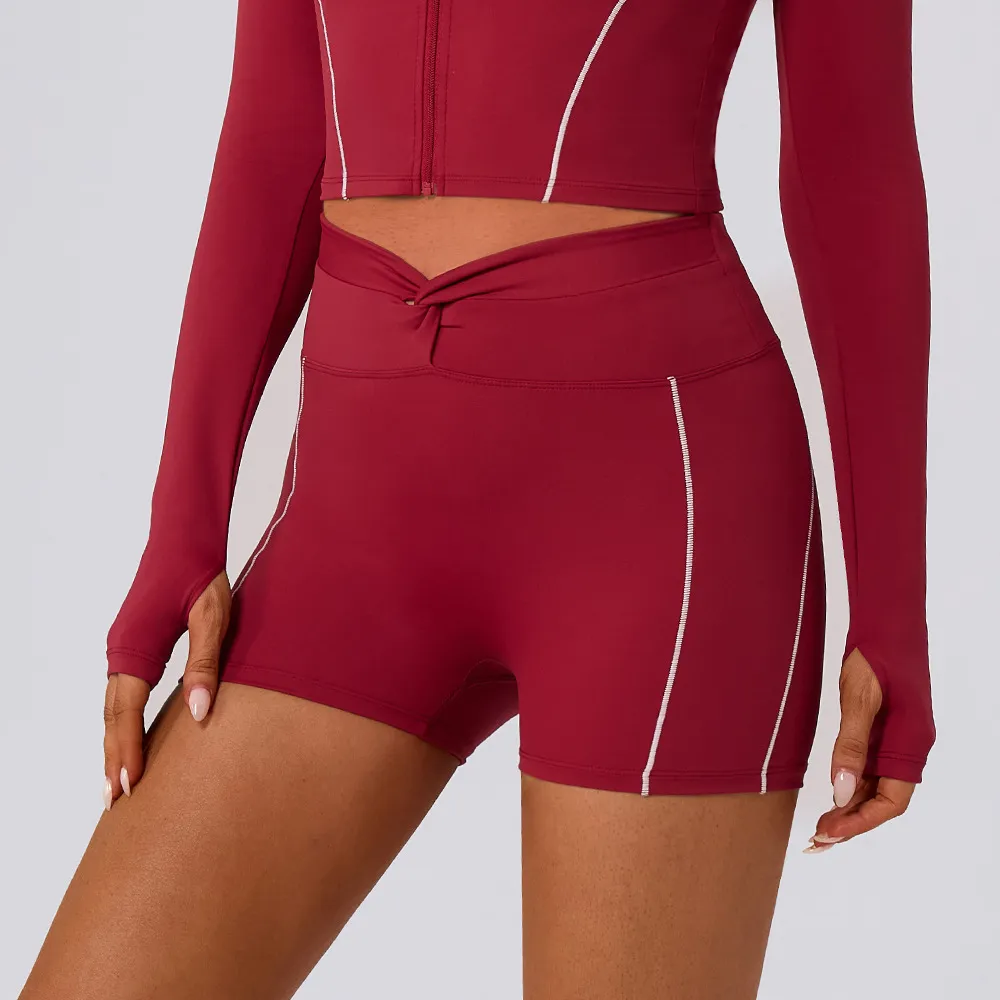 Women Casual Color-Block Yoga Shorts