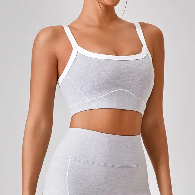Women Casual Yoga Sports Bra with White Edge Shockproof High Strength Thin Lycra Nylon