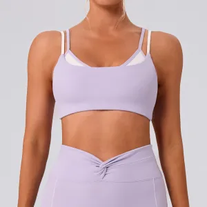 Women Sexy Fake Two-Piece Contrast Color Yoga Sport Bra