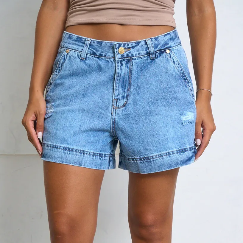 Women Casual High Waist Denim Shorts Cowboy Wind Loose Fit