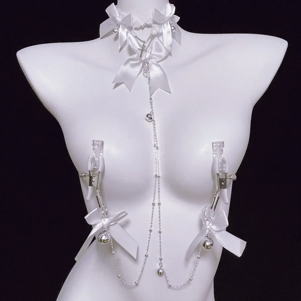 Adult Sex Toys Bow Collar Breast Clip Body Chain BDSM Lingerie Accessories