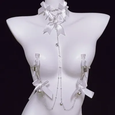 Adult Sex Toys Bow Collar Breast Clip Body Chain BDSM Lingerie Accessories