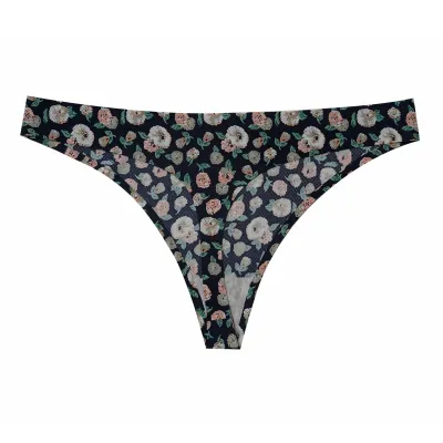 Women Fashion Sexy Printed Ice Silk Thong Panties