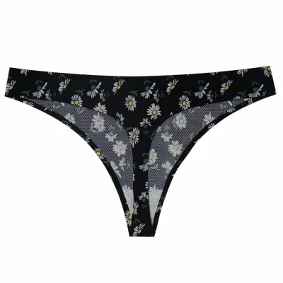 Women Fashion Sexy Printed Ice Silk Thong Panties
