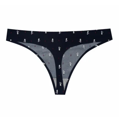 Women Fashion Sexy Printed Ice Silk Thong Panties