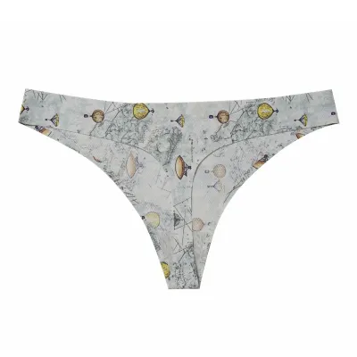 Women Fashion Sexy Printed Ice Silk Thong Panties