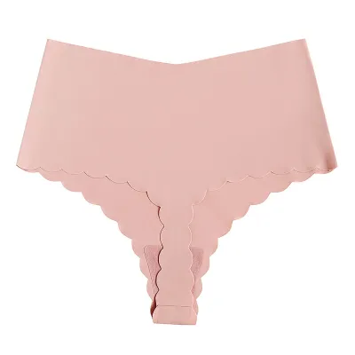 Women Fashion Solid Color Zebra Print Breathable High Waist Traceless Thong