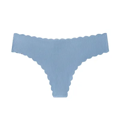 Women Seamless Breathable Low Waist Thong Panties in Solid Color Ice Silk
