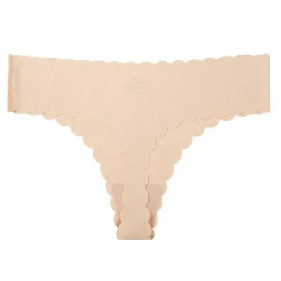 Women Seamless Breathable Low Waist Thong Panties in Solid Color Ice Silk