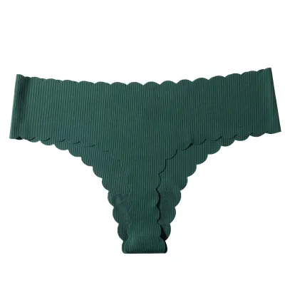Women Seamless Breathable Low Waist Thong Panties in Solid Color Ice Silk
