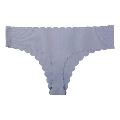 Women Seamless Breathable Low Waist Thong Panties in Solid Color Ice Silk