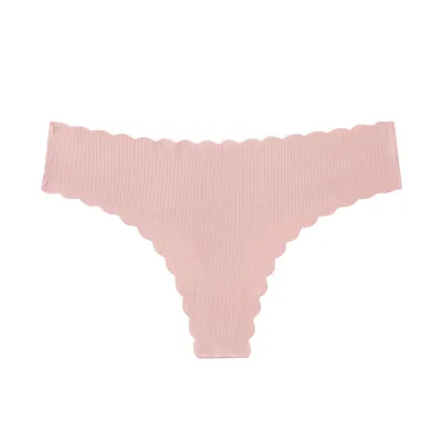 Women Seamless Breathable Low Waist Thong Panties in Solid Color Ice Silk