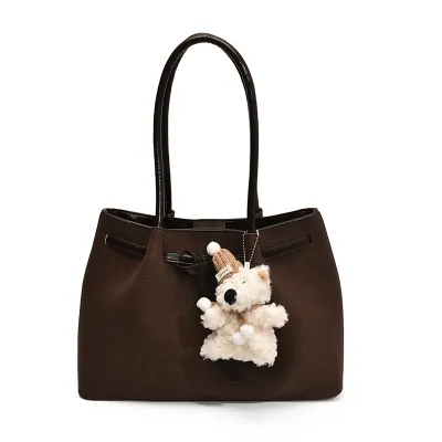 Women Fashion Casual Solid Color Woven Pendant PU Shoulder Bag with Magnetic Buckle