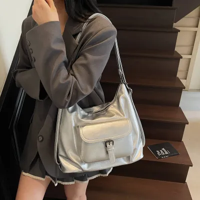 Women Fashion Retro Casual Solid Color Large Capacity Multifunctional PU Shoulder Bag