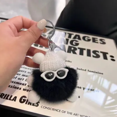 Women Fashion Cute Imitation Rabbit Fur Plush Ball Keychain