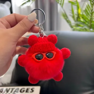 Women Fashion Cute Imitation Rabbit Fur Plush Ball Keychain