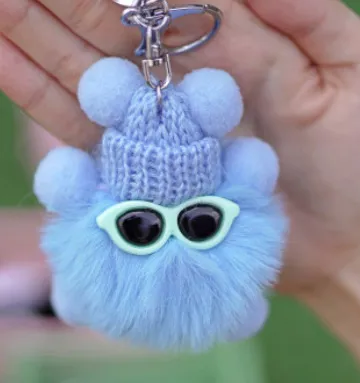 Women Fashion Cute Imitation Rabbit Fur Plush Ball Keychain
