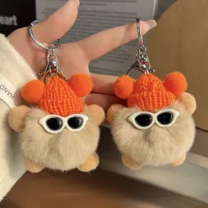 Women Fashion Cute Imitation Rabbit Fur Plush Ball Keychain