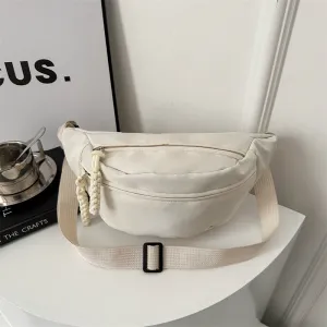 Women Fashion Casual Solid Color Simple Small Square Waist Bag with Oxford Cloth Zipper