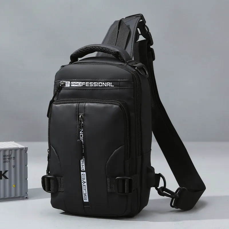 Men Fashion Simple Casual Multifunctional Waterproof Chest Bag
