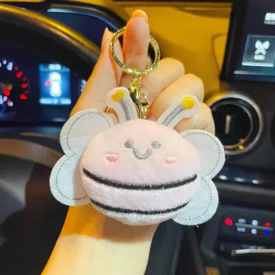 Women Fashion Cartoon Cute Plush Bee Doll Bag Keychain
