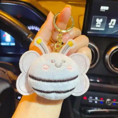 Women Fashion Cartoon Cute Plush Bee Doll Bag Keychain