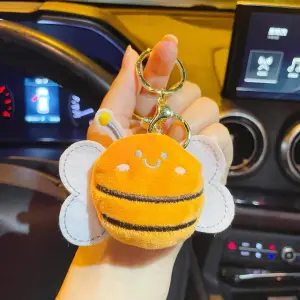 Women Fashion Cartoon Cute Plush Bee Doll Bag Keychain