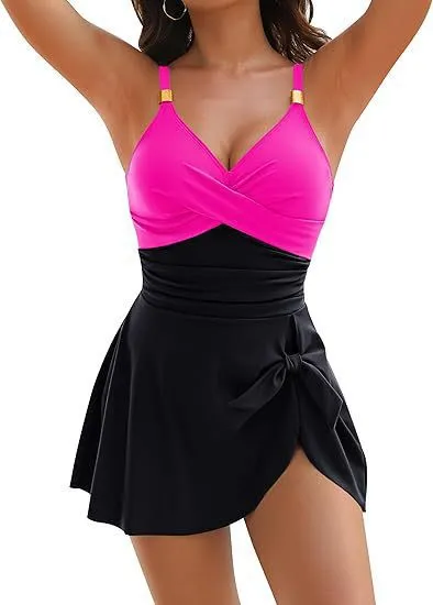 Women Fashion Sexy Solid Color One-Piece Swimsuit