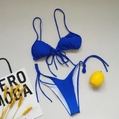 Women Fashion Sexy Printed Lace-Up Bikini Swimsuit