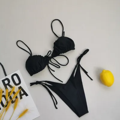Women Fashion Sexy Printed Lace-Up Bikini Swimsuit