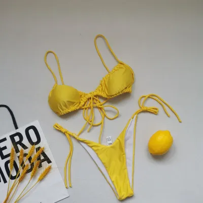 Women Fashion Sexy Printed Lace-Up Bikini Swimsuit