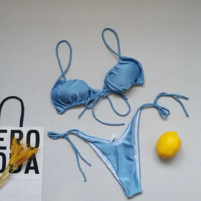 Women Fashion Sexy Printed Lace-Up Bikini Swimsuit