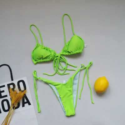Women Fashion Sexy Printed Lace-Up Bikini Swimsuit
