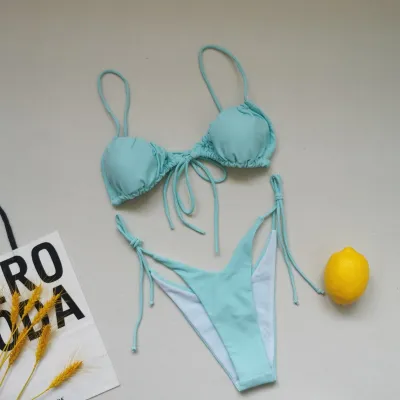 Women Fashion Sexy Printed Lace-Up Bikini Swimsuit