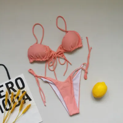 Women Fashion Sexy Printed Lace-Up Bikini Swimsuit
