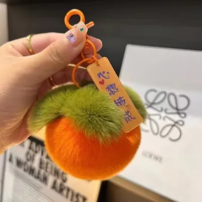 Women Fashion Cute Plush Persimmon Bag Keychain