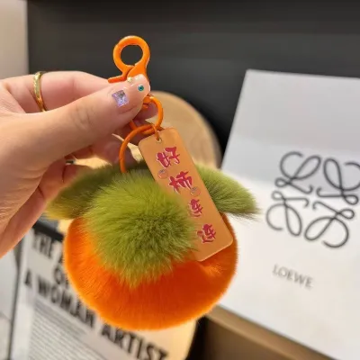 Women Fashion Cute Plush Persimmon Bag Keychain