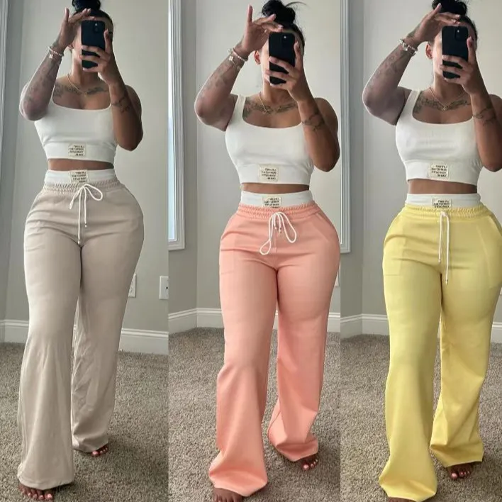 Women Street Fashion Tanks Top And Pants Sport Two-Piece Set