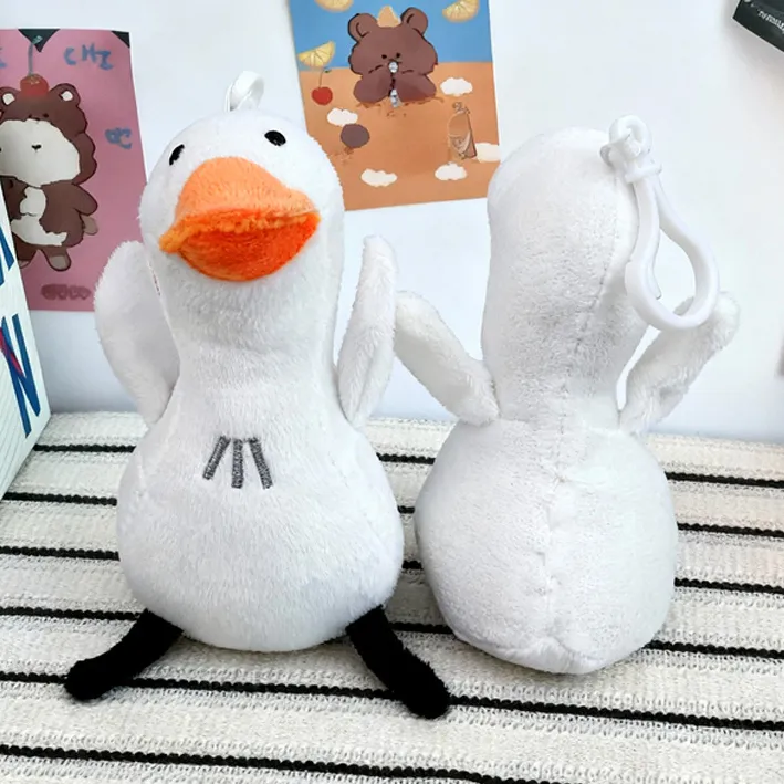 Women Fashion Cute Plush White Duck Doll Keychains