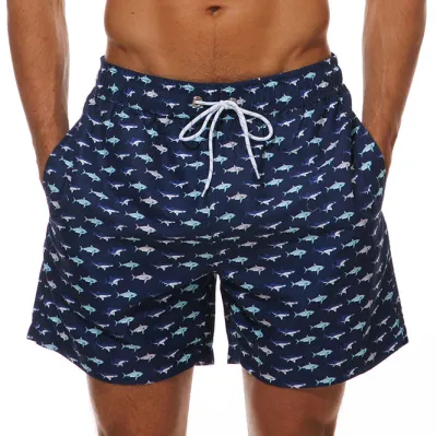 Men's Fashion Casual Printed Loose Beach Trunks Polyester Lightweight