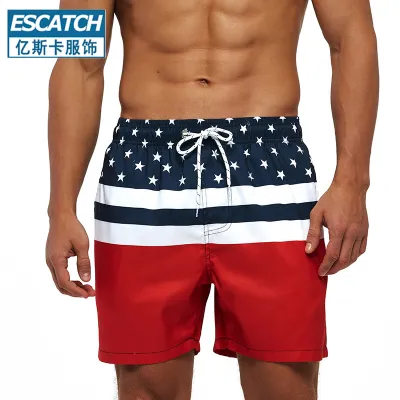 Men's Fashion Casual Printed Loose Beach Trunks Polyester Lightweight