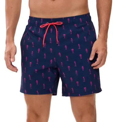 Men's Fashion Casual Printed Pocket Zipper Four-Sided Elastic Beach Trunks