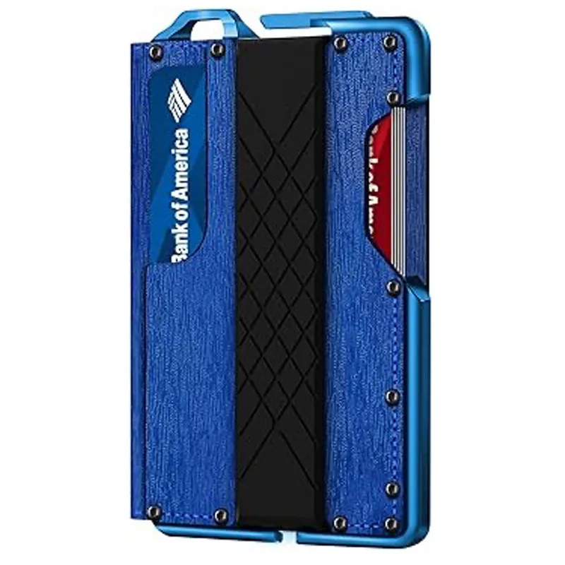 Men's Fashion Casual Genuine Leather Bark Pattern Metal Anti-Magnetic Automatic Shot Card Wallet